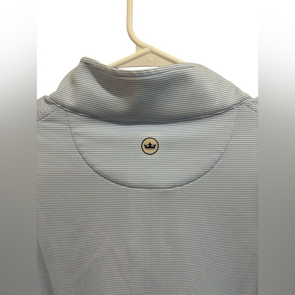 NEW!Peter Millar Pullover Mens L Blue Perth Mini Stripe Stretch Quarter Zip Golf - Picture 9 of 11